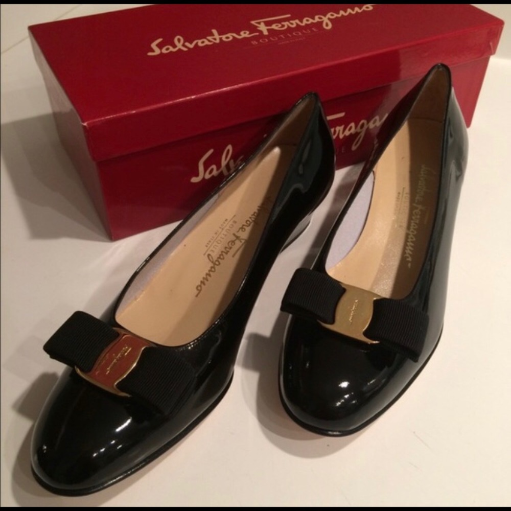Black Patent Leather Ferragamo Shoes
